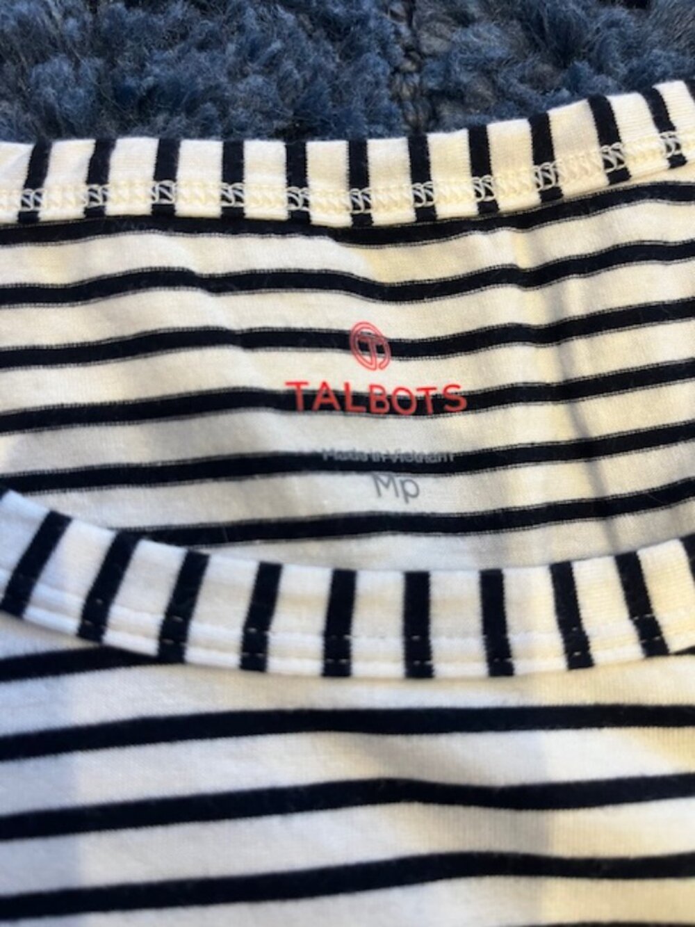 T by Talbots Striped Long Sleeve Top - Petite Medium - Picture 2 of 5